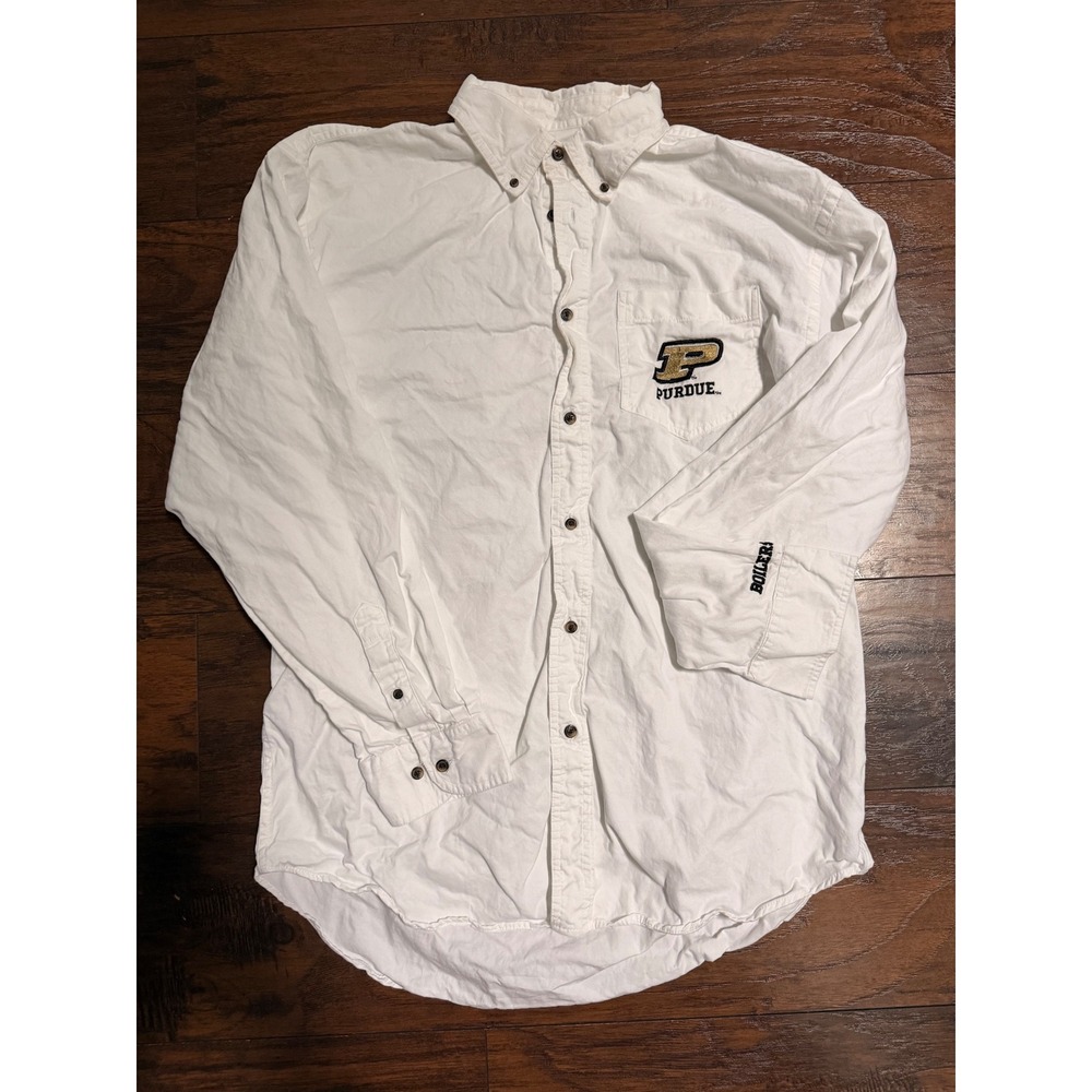 Pressbox Purdue University Boilermakers White Cotton Button Down Shirt Mens 2XL